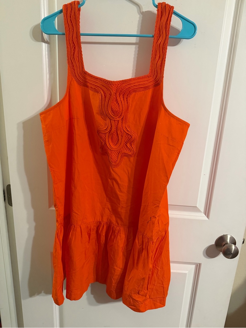 Anthropologie Celandine Women's Orange Sleeveless Embroidered mini dress size XL